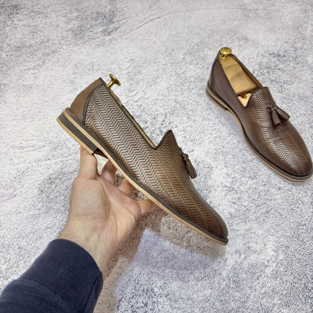 Designer × NAVYBOOT Navyboot Brown Leather Tassel Loafers US9 UK8 EU42 27cm Size US 9 / EU 42 - 4 Thumbnail