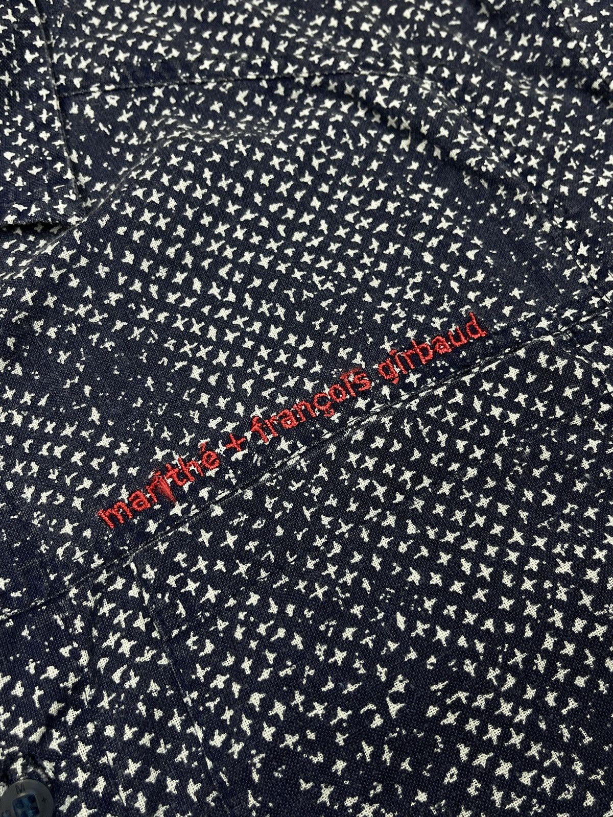 Marithe + Francois Girbaud Vintage Marithe Francois Girbaud Allover Print Logo Shirt Navy Size US M / EU 48-50 / 2 - 5 Thumbnail