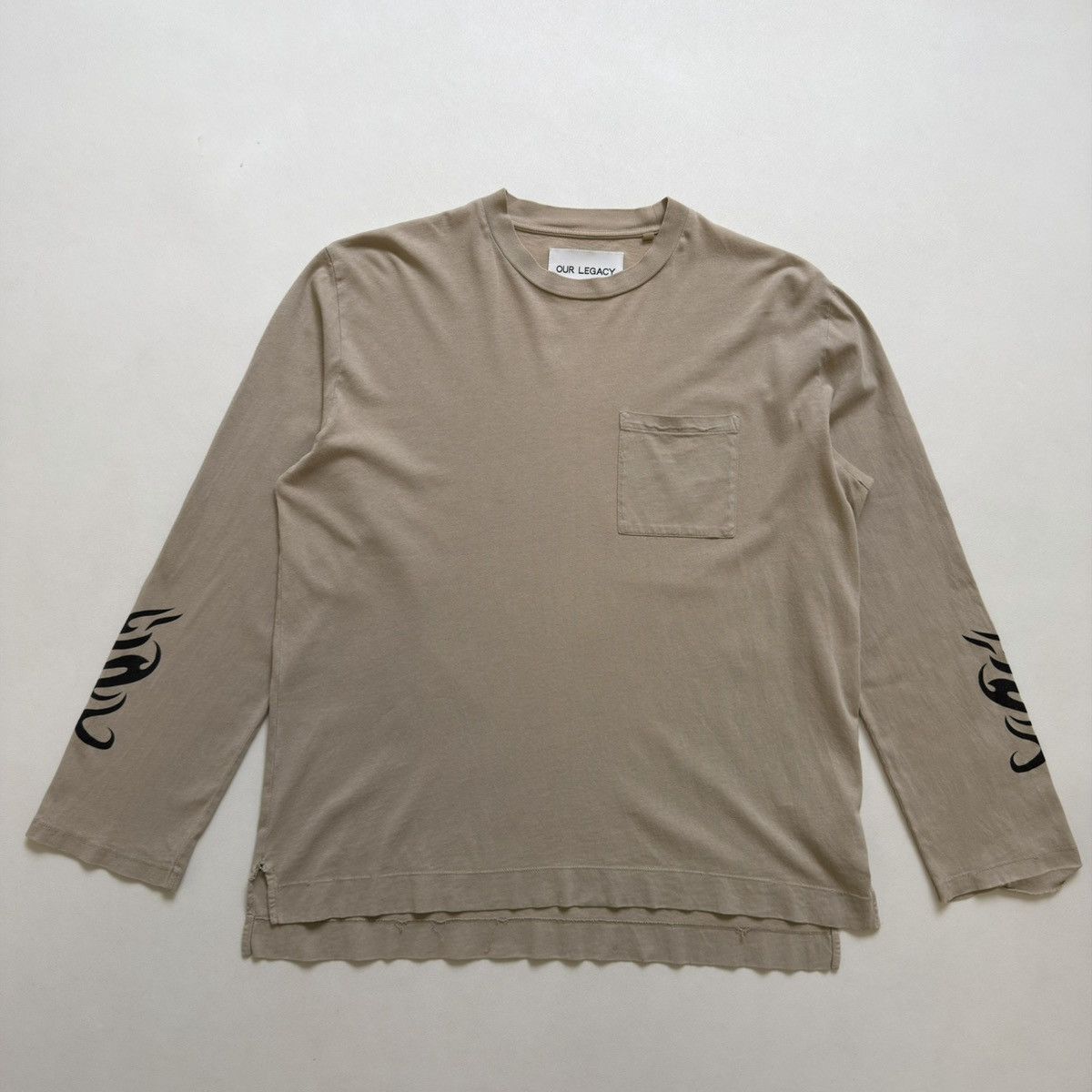 Our Legacy Thrashed ‘Sand Tribal Army Jersey’ T Shirt Size US M / EU 48-50 / 2 - 2 Thumbnail