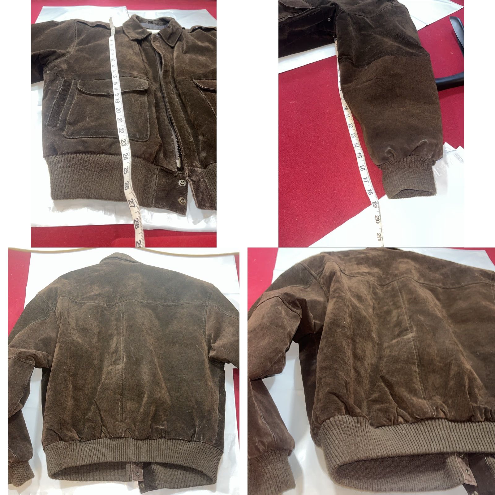 Vintage VINTAGE Paris Sport Club Brown Suede Leather Bomber Jacket LRG Men’s Heavy Zip Snap Lined 90s Grunge Style Size US L / EU 52-54 / 3 - 9 Thumbnail