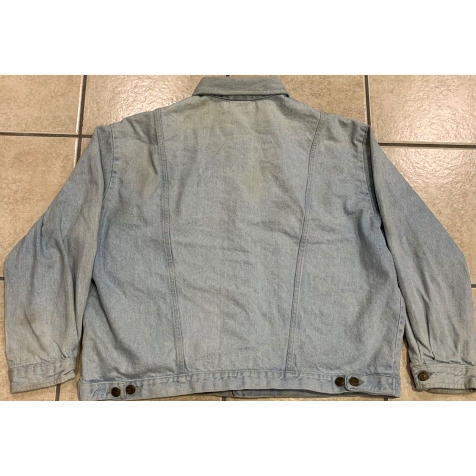 Denime VINTAGE Women's Plus 1X Vivaldi Denim Blue Jean Trucker Jacket Shirt Womens Plus 1X Blue Denim Jacket Size 40" / US 18 - 3 Thumbnail