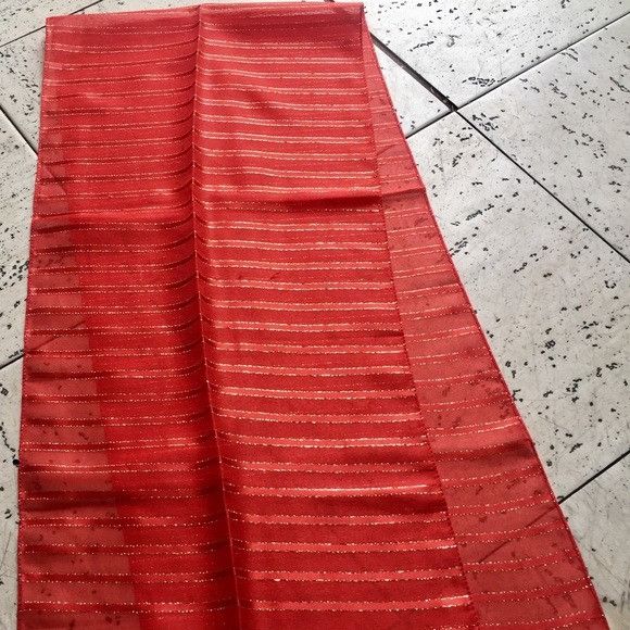 Vintage Vintage Red Metallic Stripe Scarf Handkerchief Size ONE SIZE - 2 Thumbnail