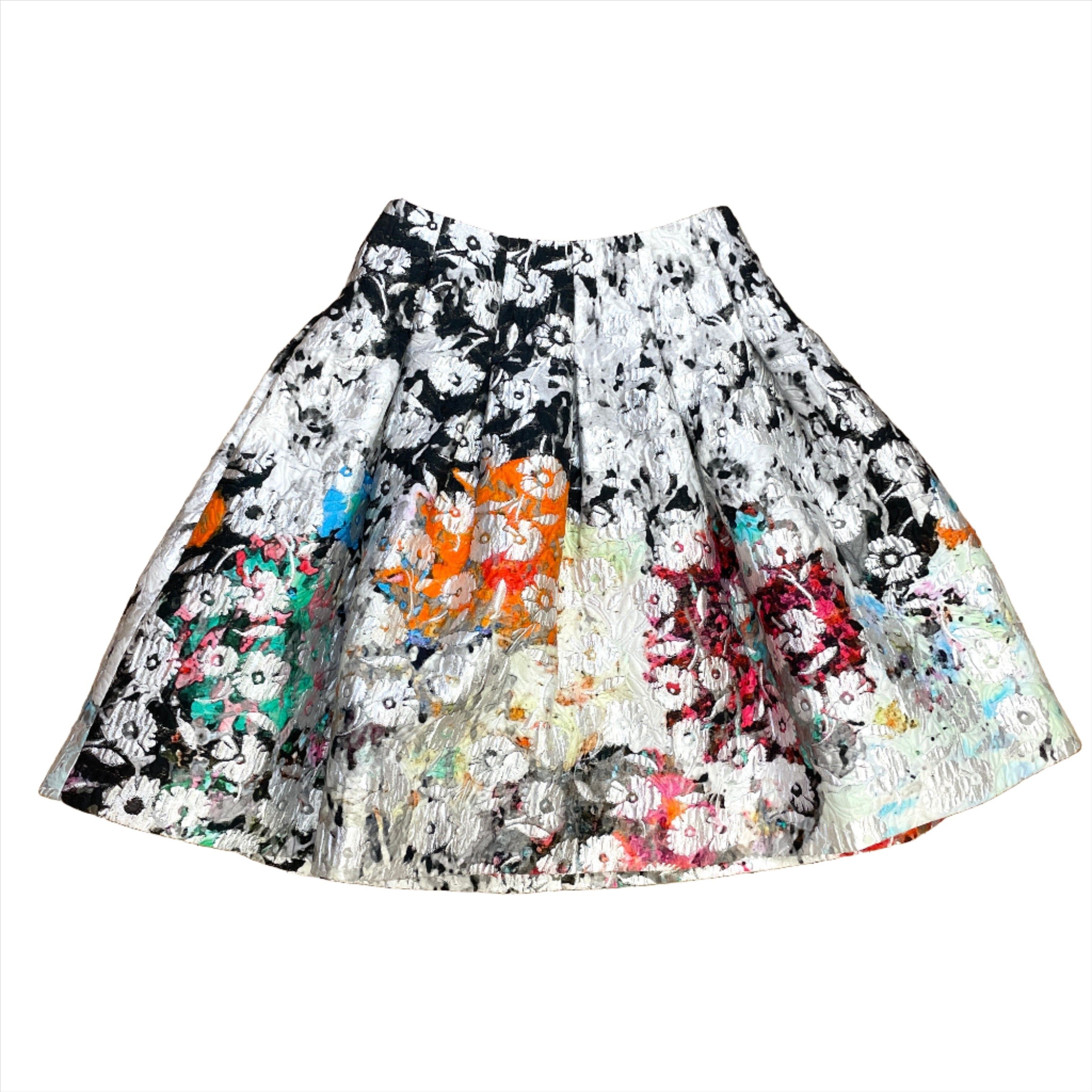 Oscar De La Renta Oscar De La Renta Spring '16 Vintage Designer Floral Jacquard Skirt Made In USA Size 28" Size 28" / US 6 / IT 42 - 1 Thumbnail