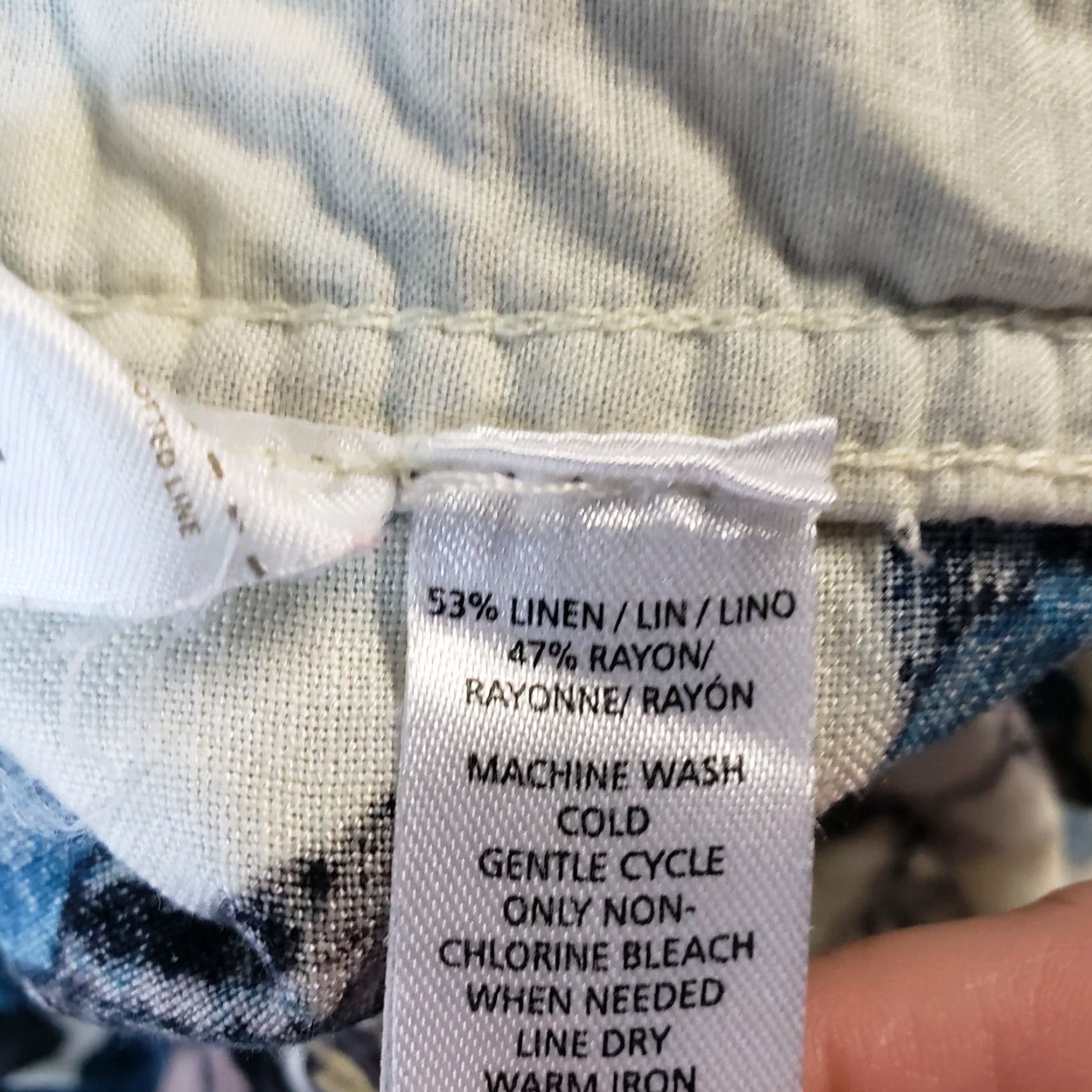 Loft Ann Taylor LOFT Skirt Womens XSP Blue Gray Floral Pockets Linen Blend Mini Size 26" / US 2 / IT 38 - 4 Thumbnail