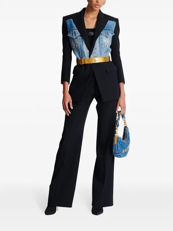 Balmain o1s1wg111225 Panelled Blazer in Black Size XL / US 12-14 / IT 48-50 - 3 Thumbnail