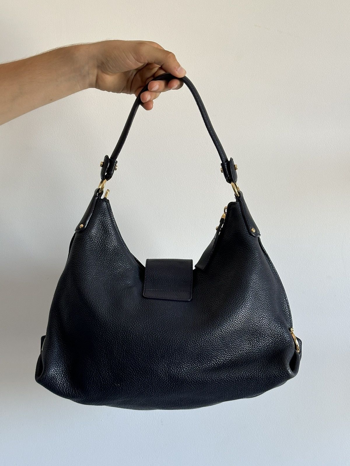 Salvatore Ferragamo Salvatore Ferragamo Blue Pebbled Leather Gancini Hobo Bag Size ONE SIZE - 4 Thumbnail