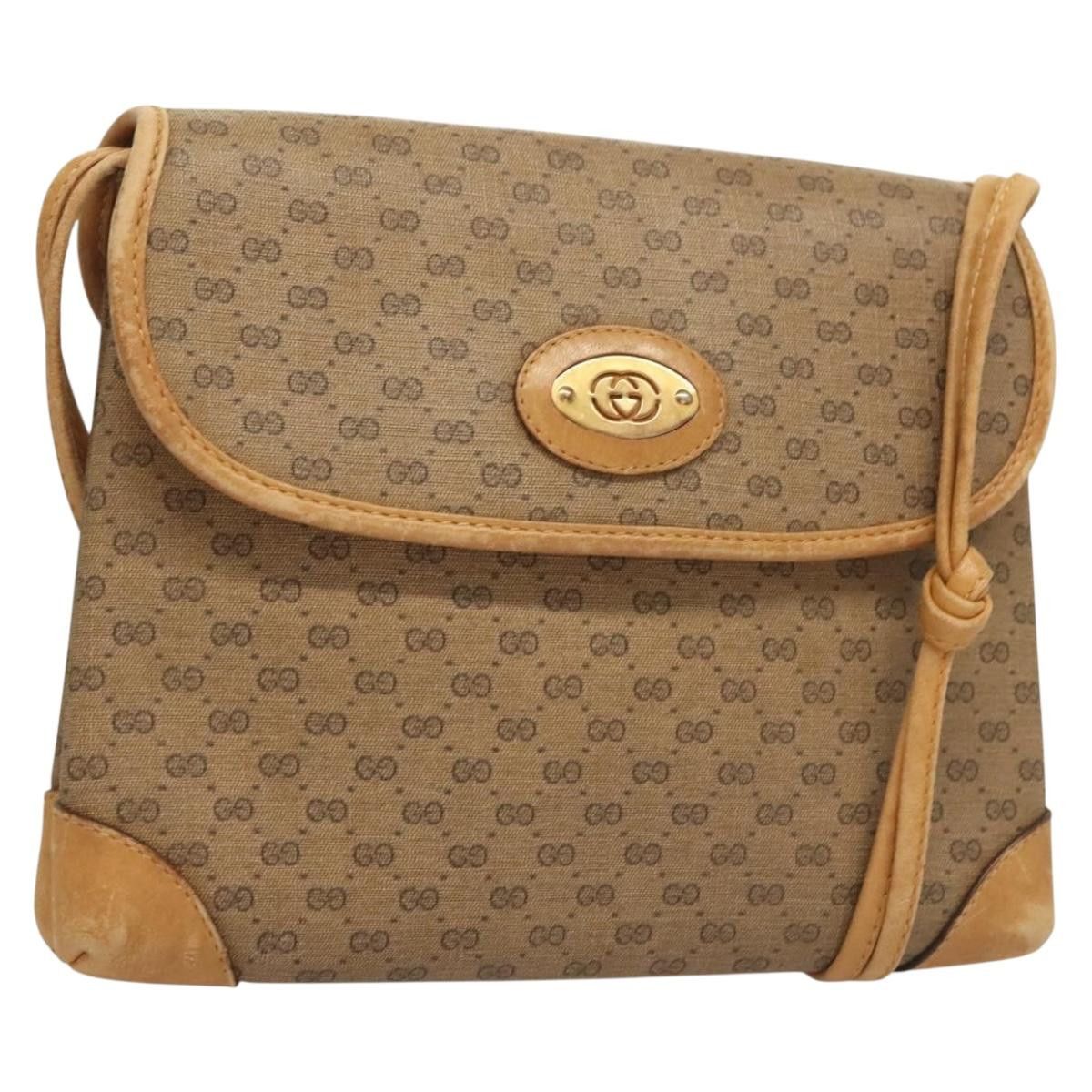 GUCCI Micro GG Supreme Shoulder Bag Pvc Beige Gold 007 92