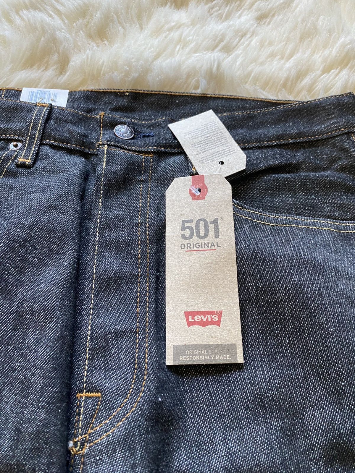 Levi's Levis 501 Raw Denim Jeans Dark Wash Y2K Straight Size US 33 - 4 Thumbnail