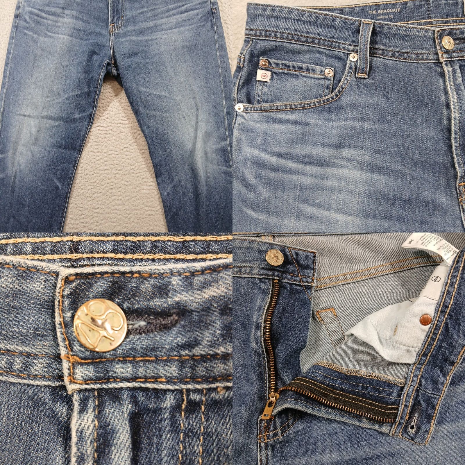 Denime AG Adriano Goldschmied The Graduate Tailored Leg Jeans Men's Blue Denim EUC Size US 34 / EU 50 - 8 Thumbnail