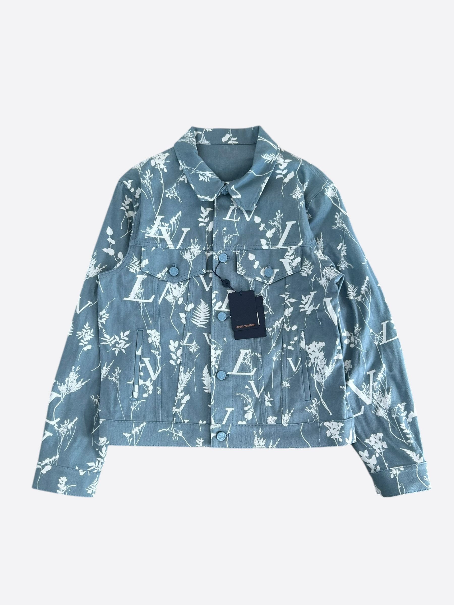 Louis Vuitton Louis Vuitton Blue & White LV Leaf Denim Jacket Size US M / EU 48-50 / 2 - 1 Thumbnail