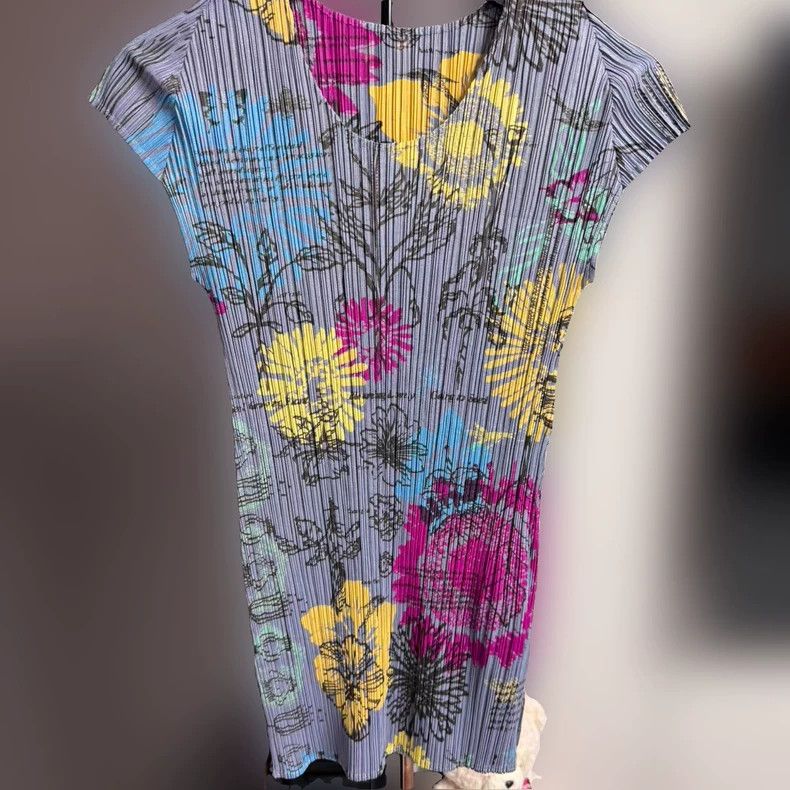 Issey Miyake Issey Miyake size:3 Flower graffiti pleated long jacket Size S / US 4 / IT 40 - 1 Thumbnail