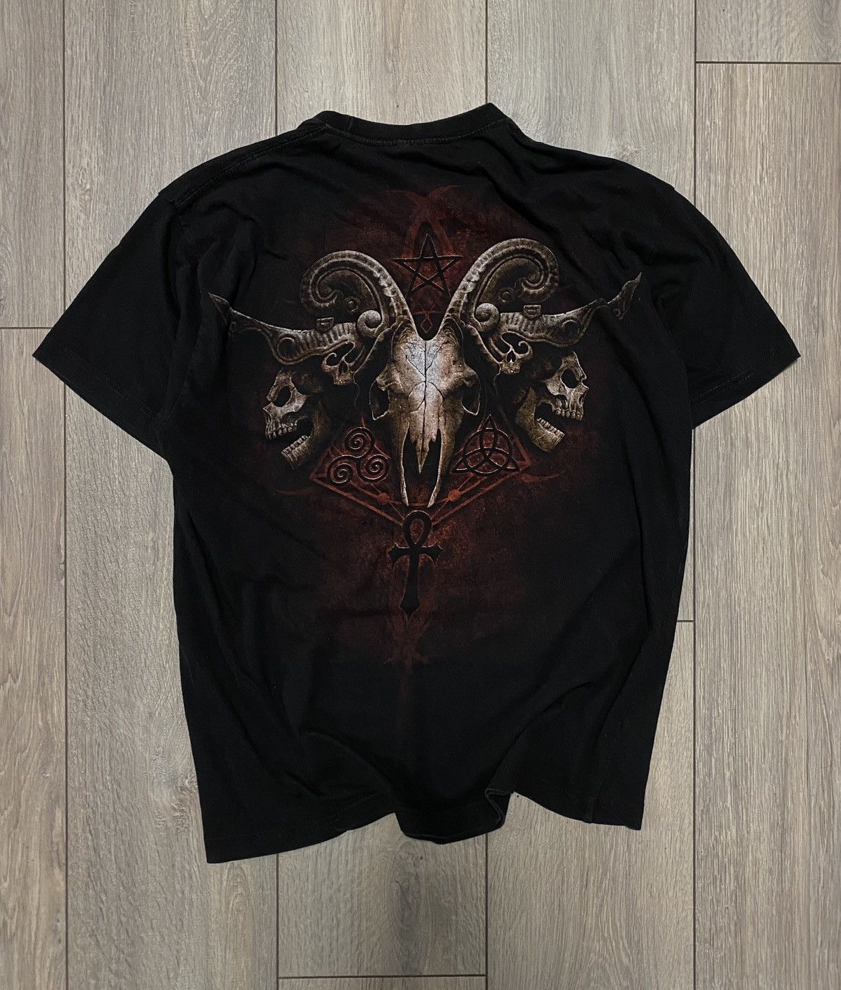 Band Tees × Vintage Vintage Spiral Skulls Sexy Vamp Dead Face Horror Tee 90s Size US M / EU 48-50 / 2 - 2 Thumbnail