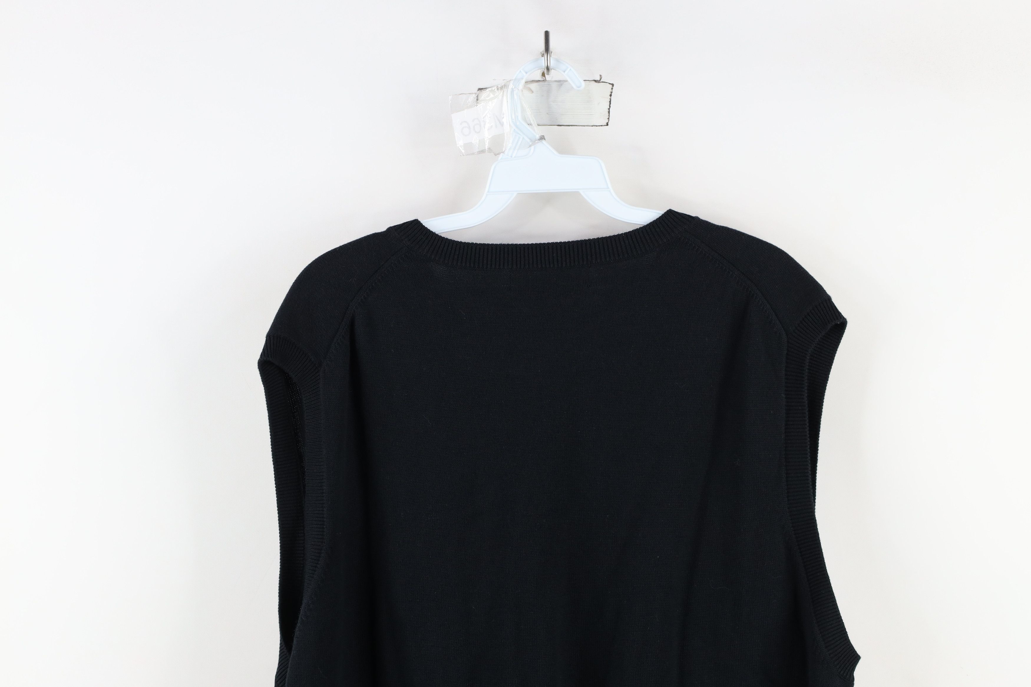 Vintage Vintage 90s Streetwear Blank Knit V-Neck Sweater Vest Black Size US L / EU 52-54 / 3 - 8 Thumbnail