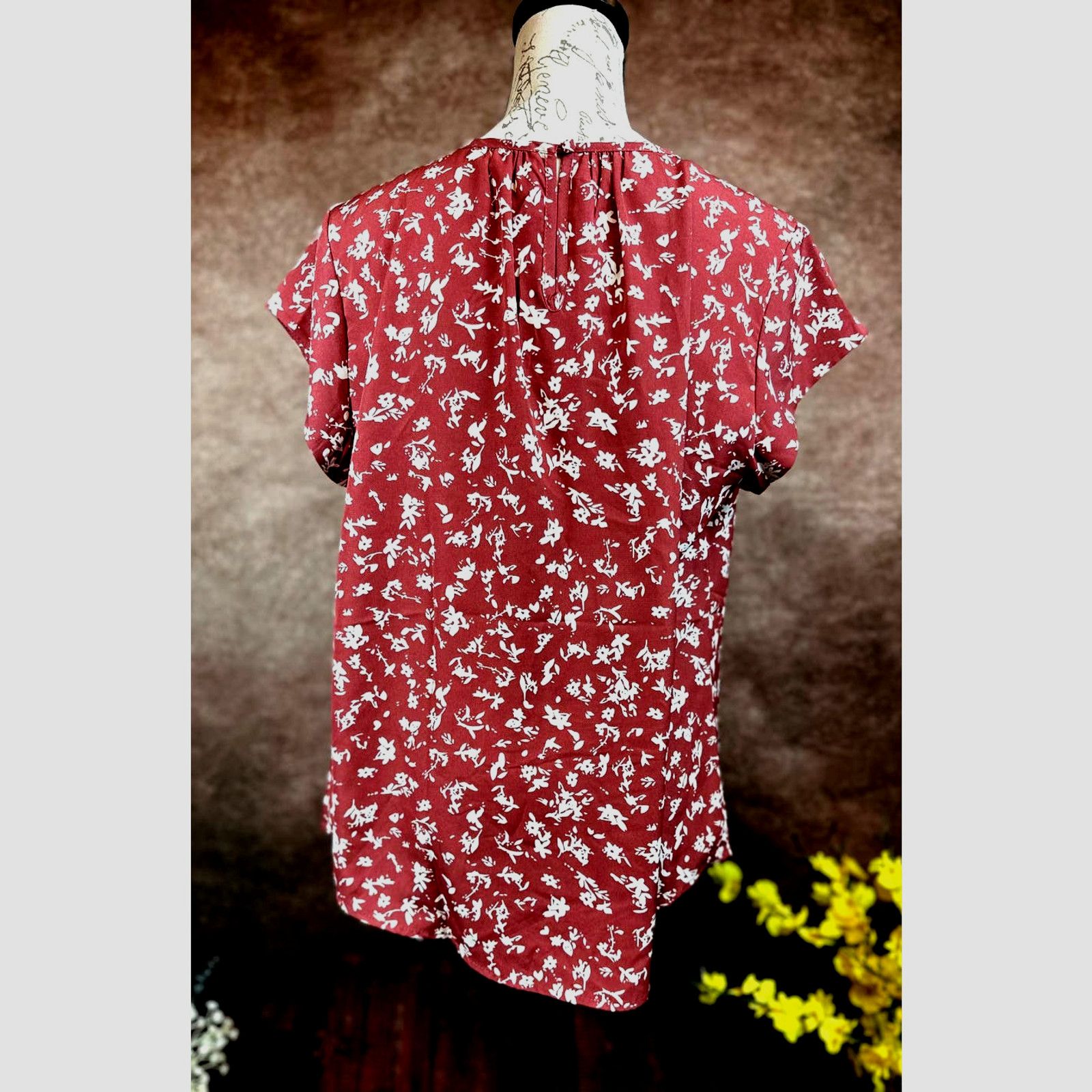 Other Monday Fun Kaden Pleated Cap Sleeve Blouse Rust/Cream M Size M / US 6-8 / IT 42-44 - 6 Thumbnail