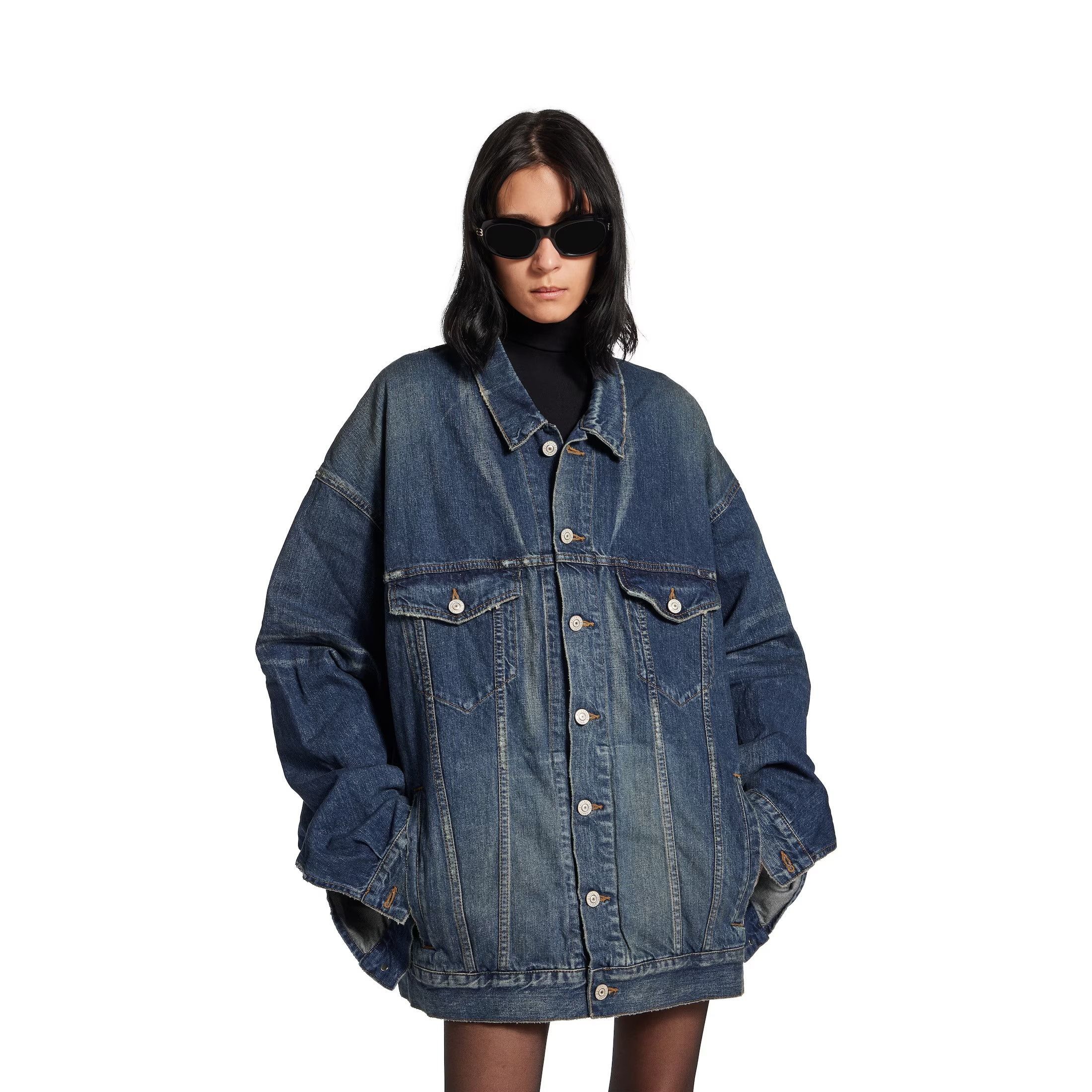 Balenciaga o1srvl11e0526 Tape Type Oversized Jacket in Blue Size L / US 10 / IT 46 - 6 Thumbnail