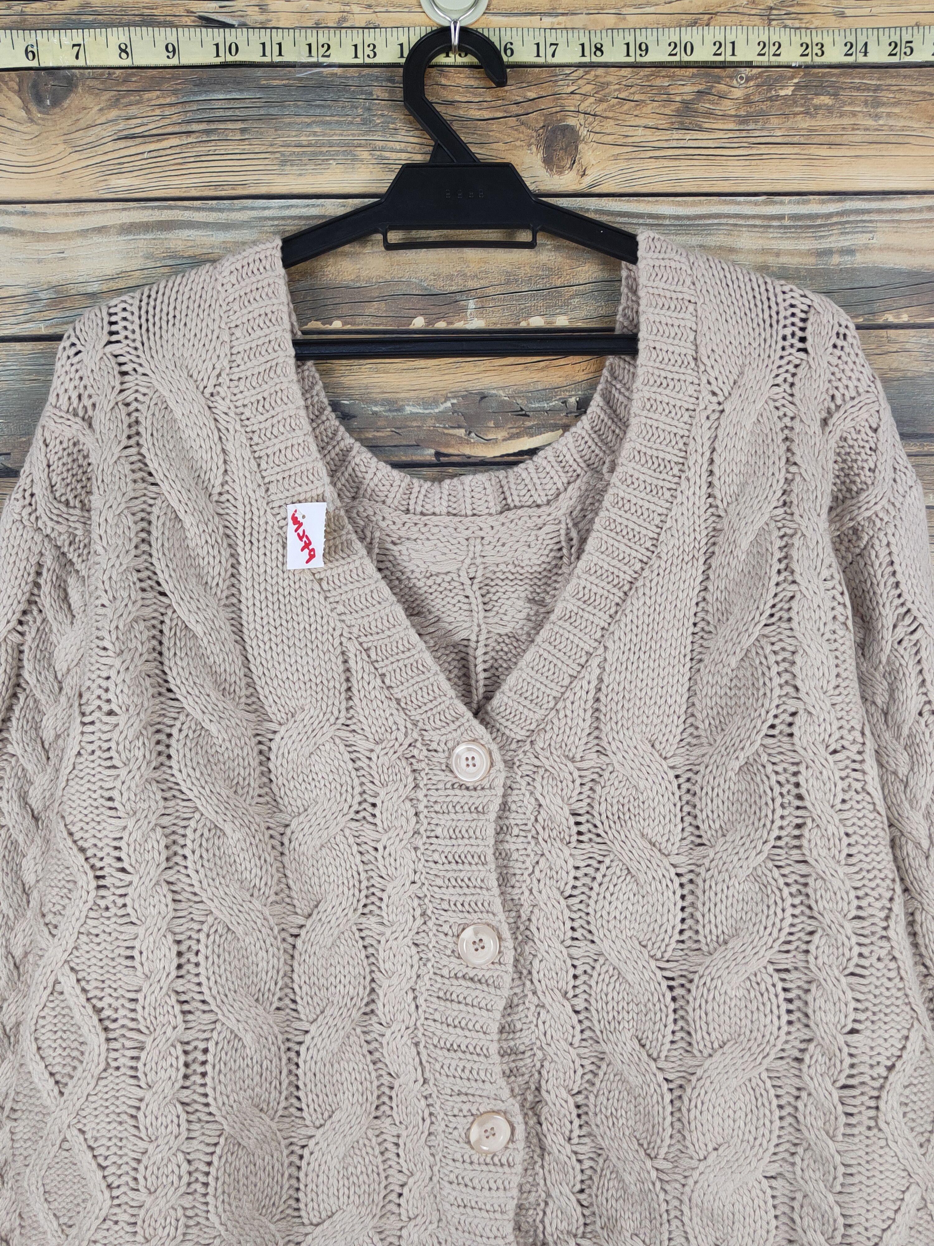 Aran Isles Knitwear Japanese Brand Brown Knitwear Cardigan Crop Tops #W1279 Size L / US 10 / IT 46 - 2 Thumbnail