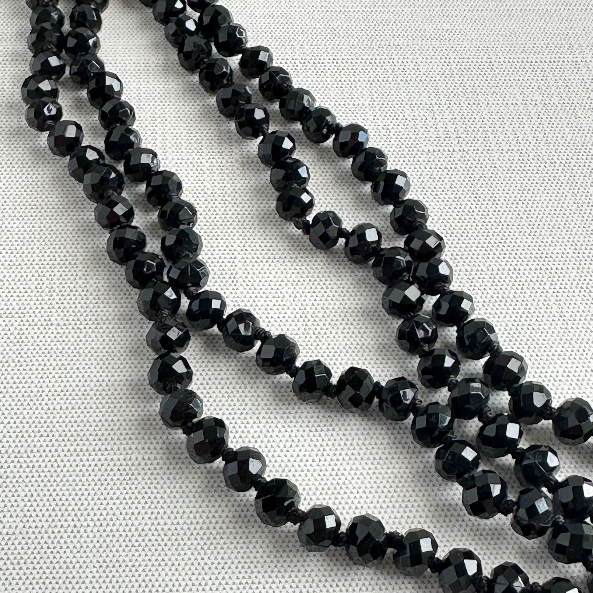 Vintage 1920s Art Deco Black Faceted Glass Opera Necklace Size ONE SIZE - 6 Thumbnail