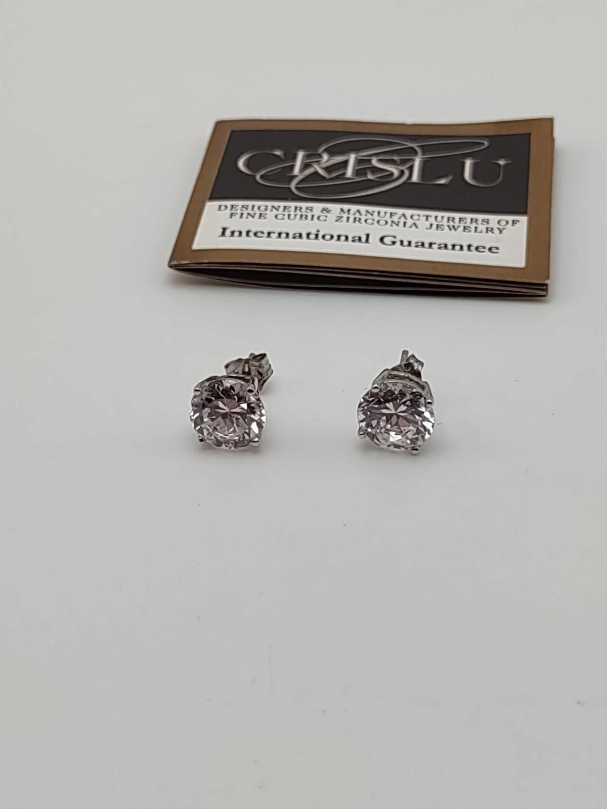 Other CRISLU .925 Sterling Silver Platinum 3ctw CZ Stud Earrings Size ONE SIZE - 2 Thumbnail
