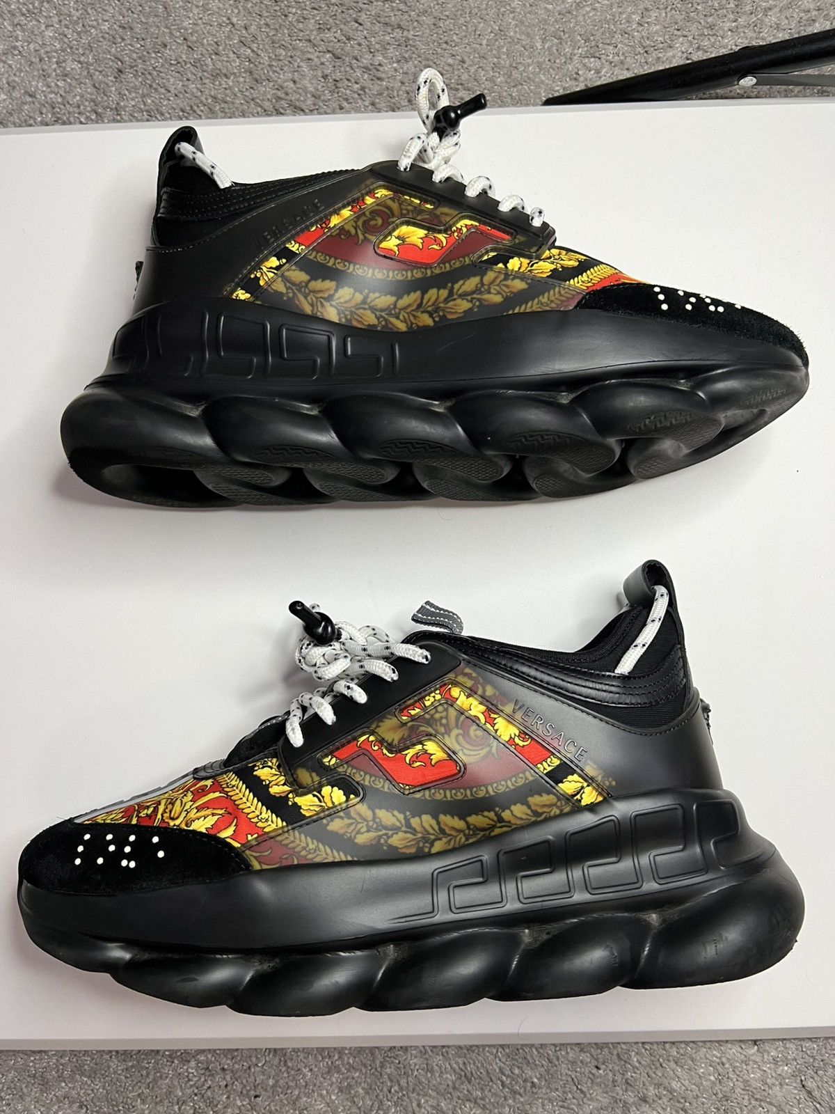 Versace Versace Chain Reaction Barocco Print Black Gold Size US 10 / EU 43 - 1 Thumbnail