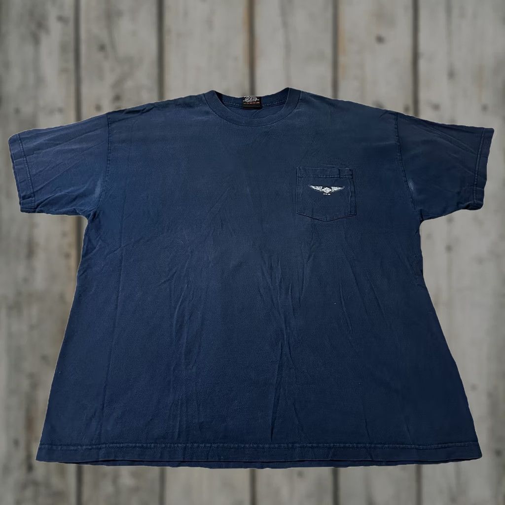 Harley Davidson VINTAGE Harley-Davidson Shirt 2XL Navy Biker Pocket 90s London Motorcycles Men Size US XXL / EU 58 / 5 - 1 Thumbnail
