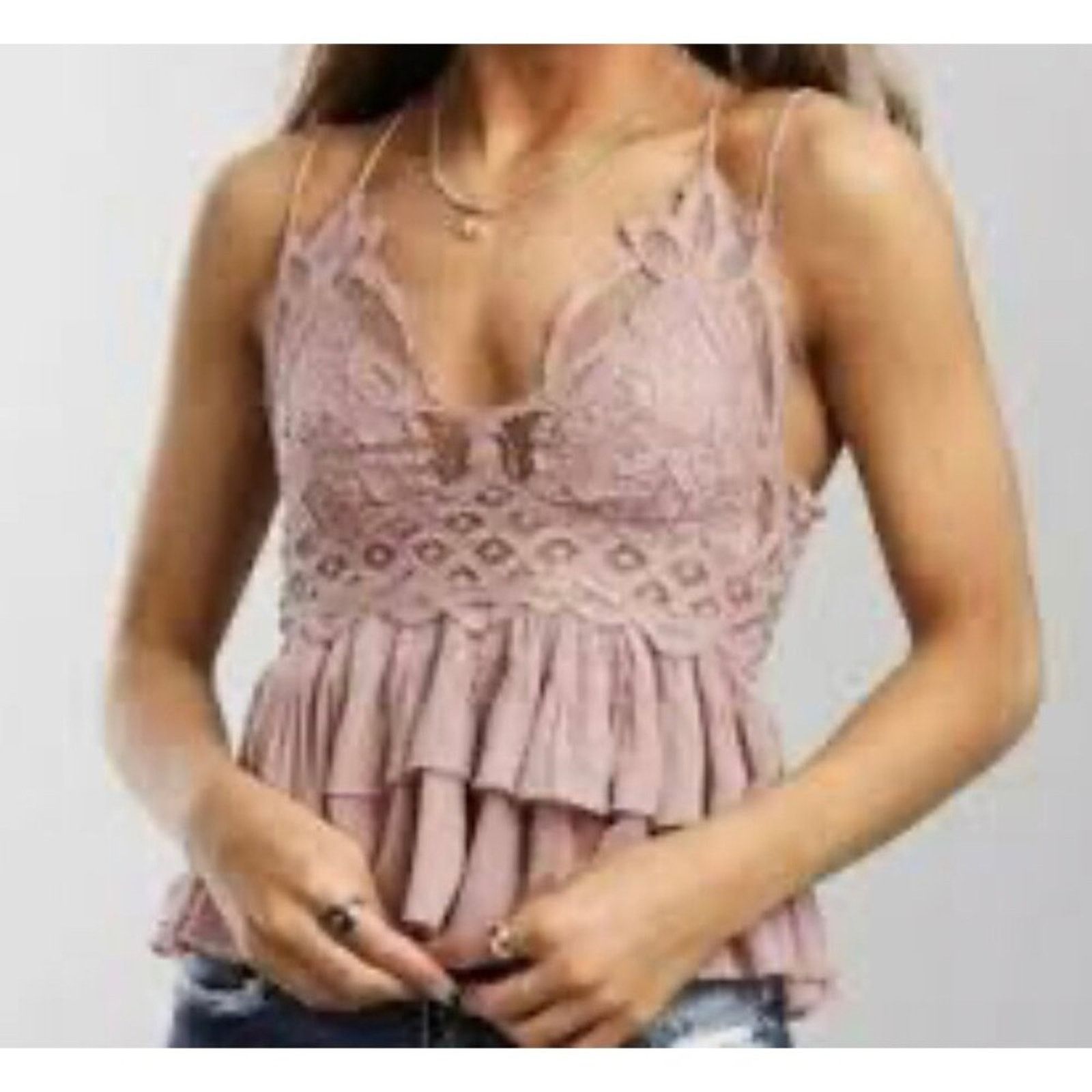 Free People Free People Adella Cami Dusty Mauve | Size Large | NWT Size L / US 10 / IT 46 - 1 Thumbnail