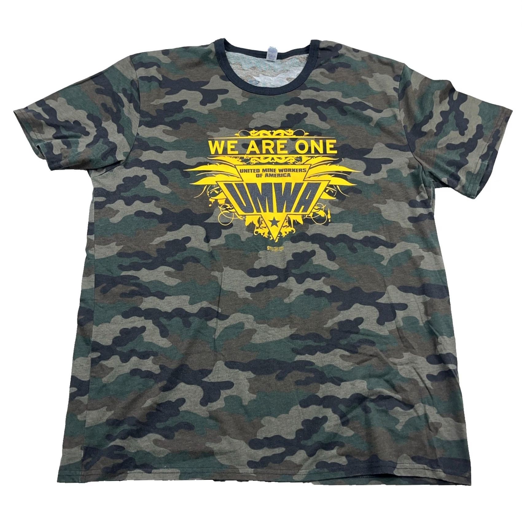 Vintage VINTAGE Windjammer UMWA Shirt Men XL Green Army Camo Tee USA United Mine Workers Y2K A84 Shirt Size US XL / EU 56 / 4 - 2 Thumbnail