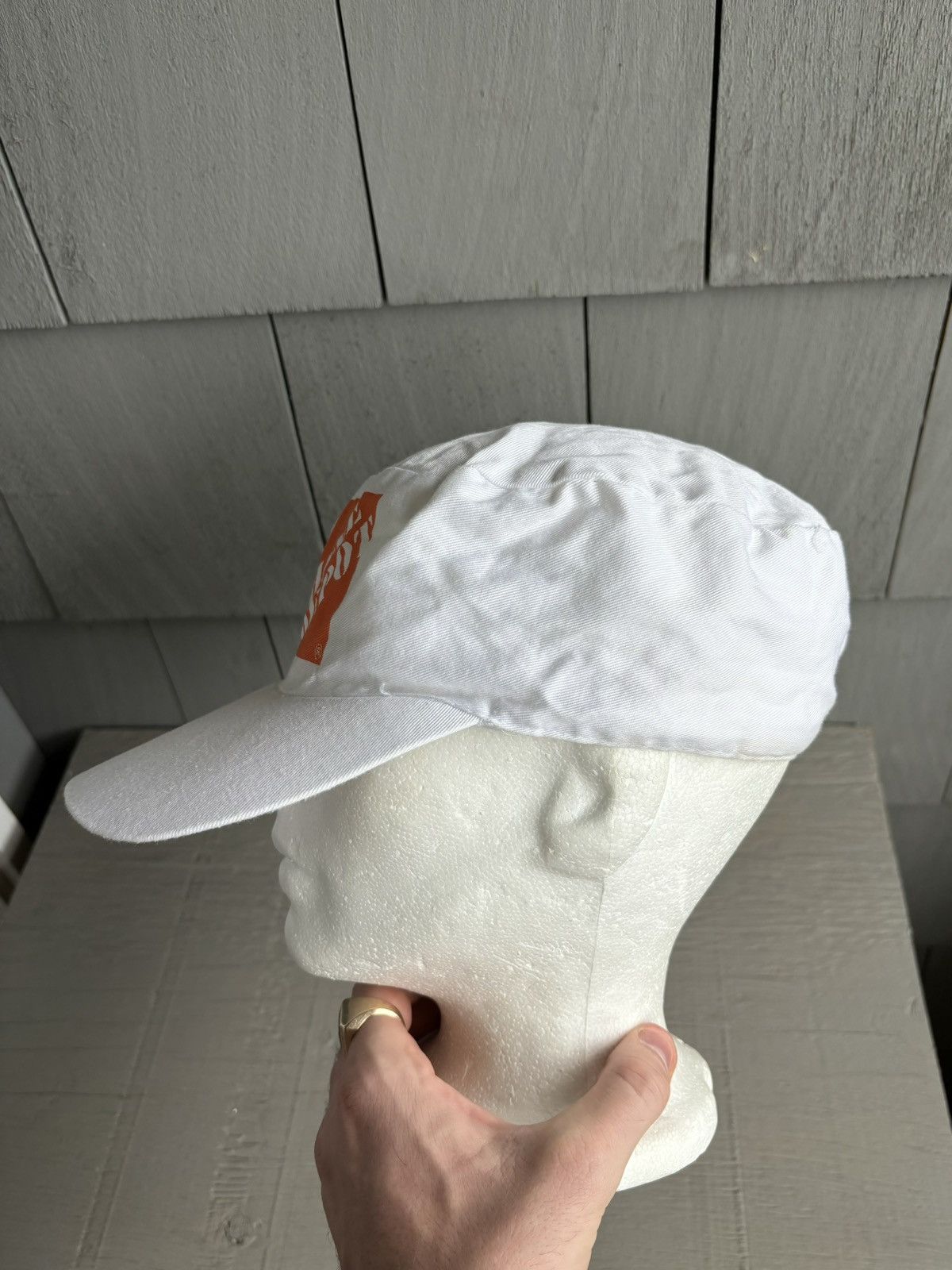 Oshkosh × Vintage Vintage Painters Cap White Elastic Fitted Home Depot Workwea Size ONE SIZE - 4 Thumbnail