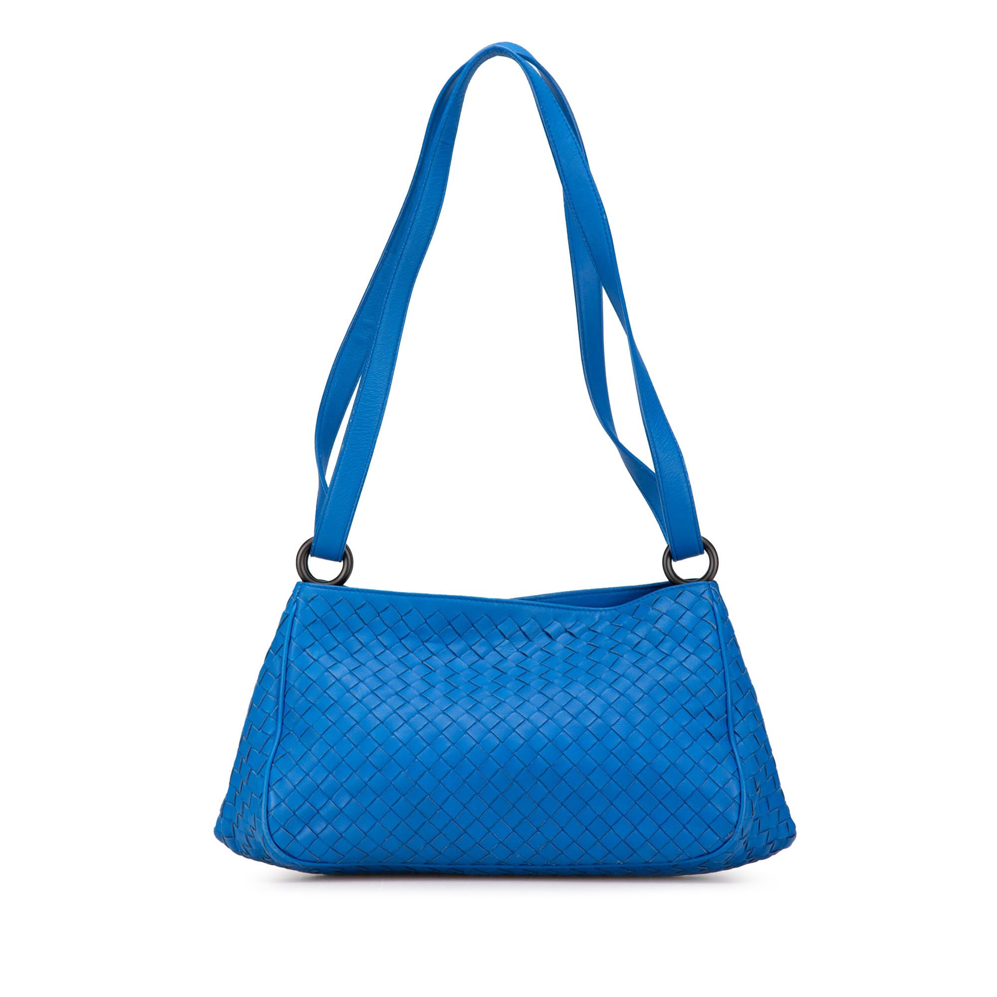 Bottega Veneta Nappa Intrecciato Shoulder Bag in Blue, Women's