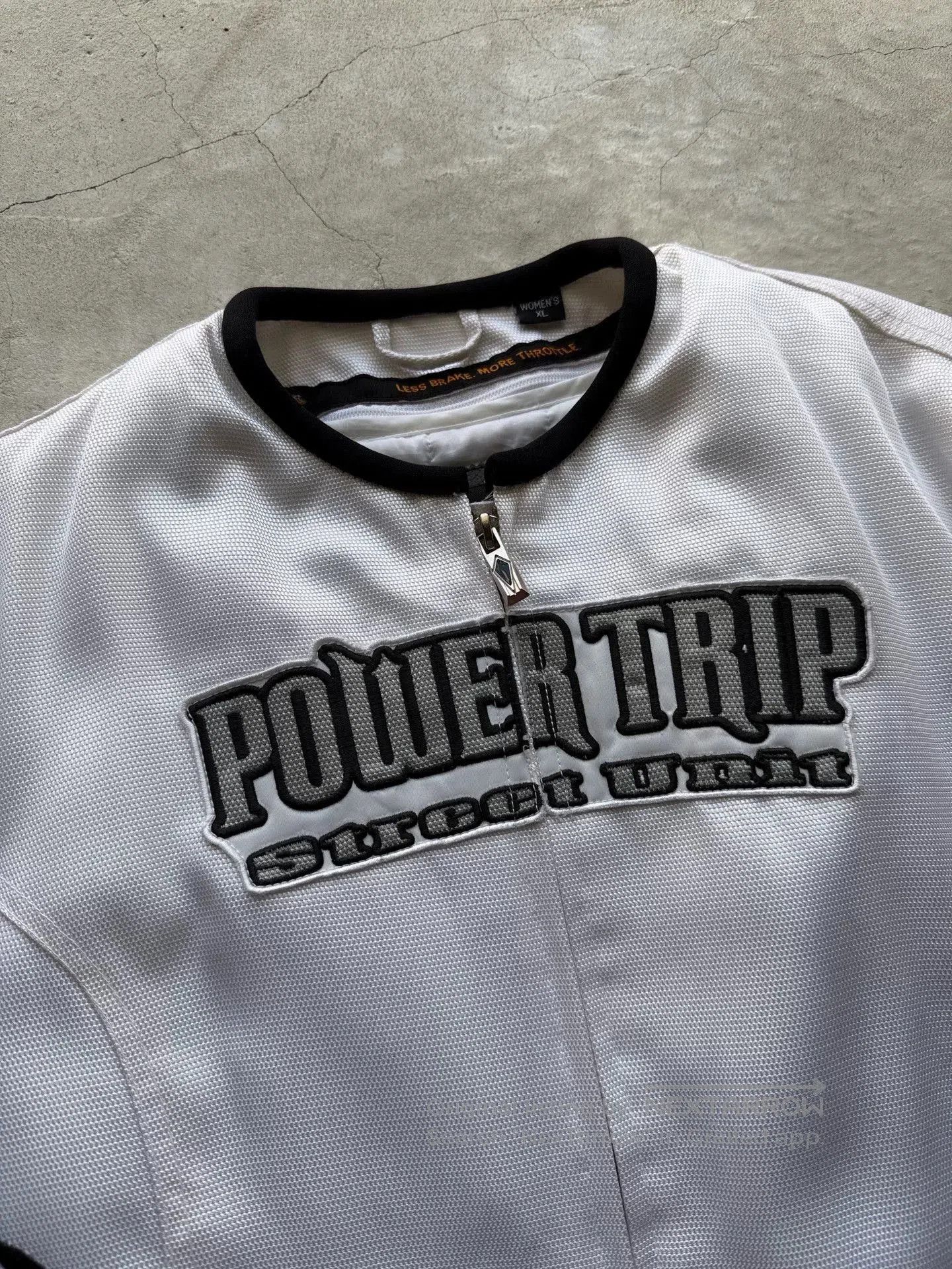 Vintage Vintage 00s Power Trip White Flame Biker Jacket. Size US XL / EU 56 / 4 - 4 Thumbnail