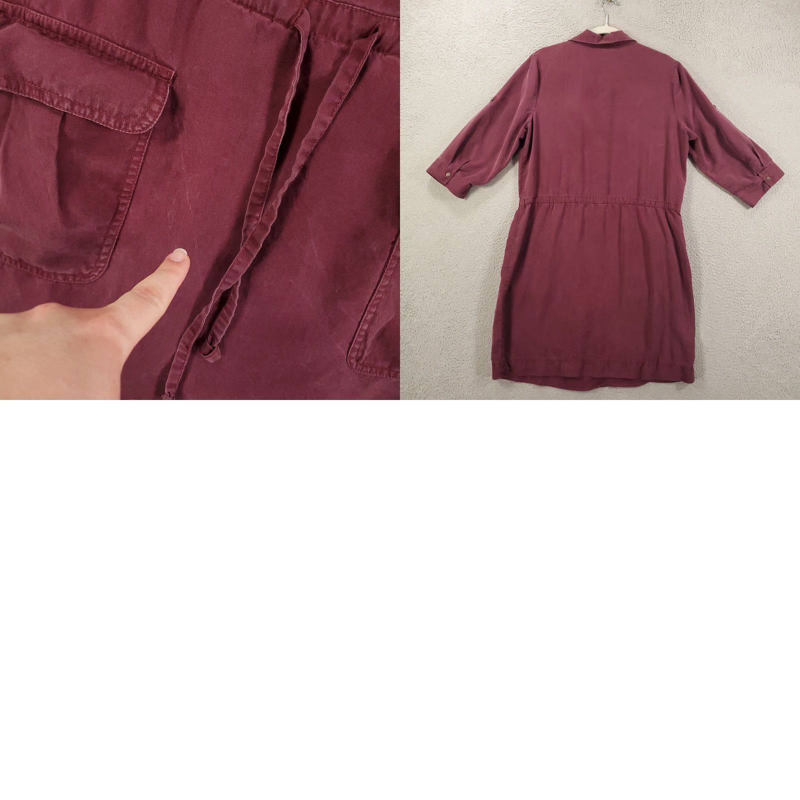 J. Jill J Jill Dress Womens Shift Knee Length Pockets Tie Drawstring Waist Maroon Red Regular L Large Polyester Lyocell Size L / US 10 / IT 46 - 9 Thumbnail
