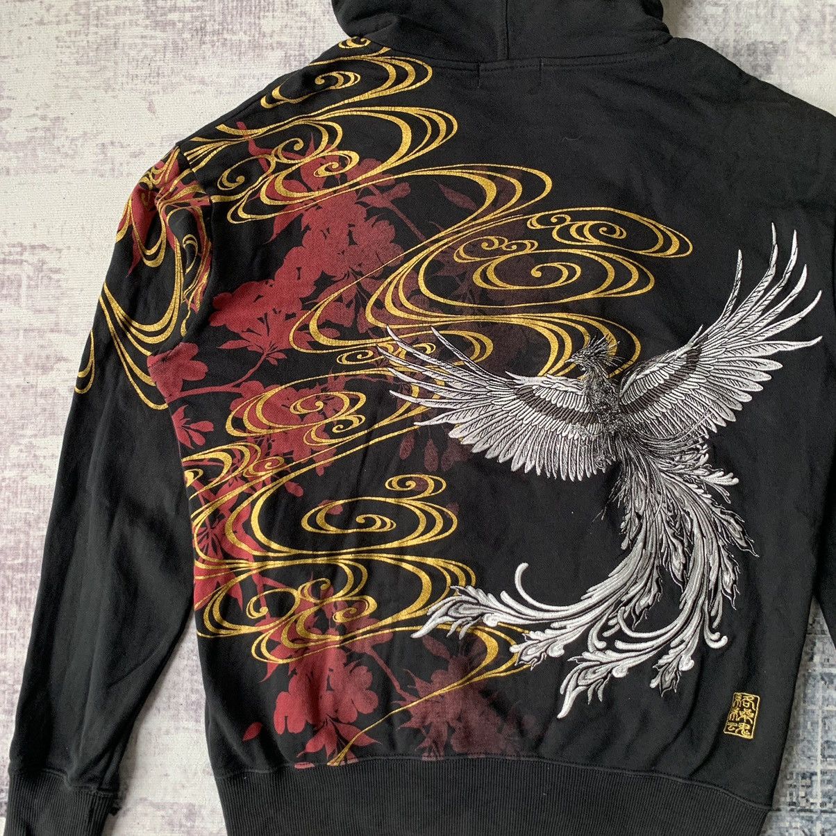 Japanese Brand Karakuri Tamashi Flaming Bird Embroidered Zip Up Hoodie Size US M / EU 48-50 / 2 - 2 Thumbnail
