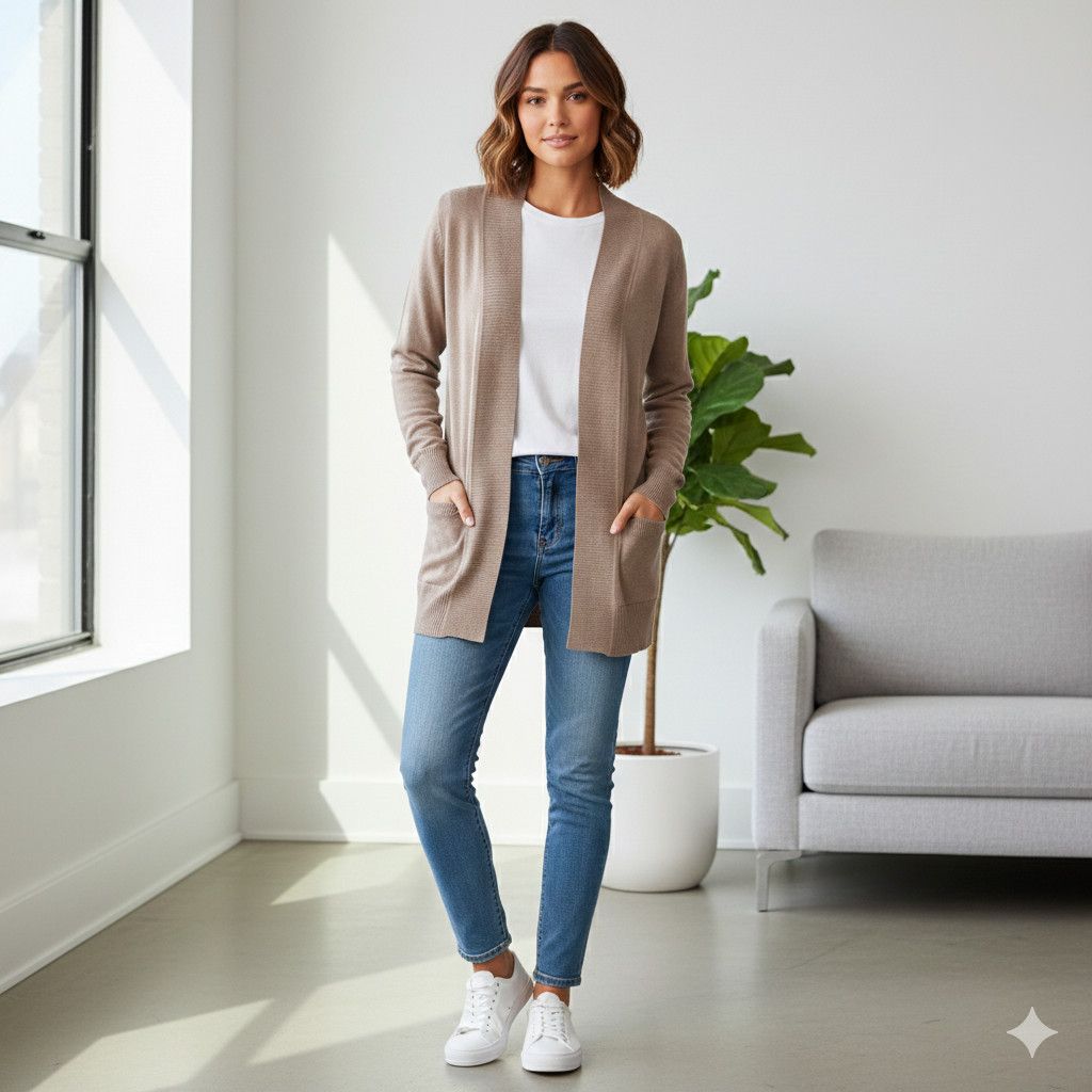 Other Cielo Size S/M Cardigan Camel Beige Taupe Open Front Sweater Size M / US 6-8 / IT 42-44 - 10 Thumbnail