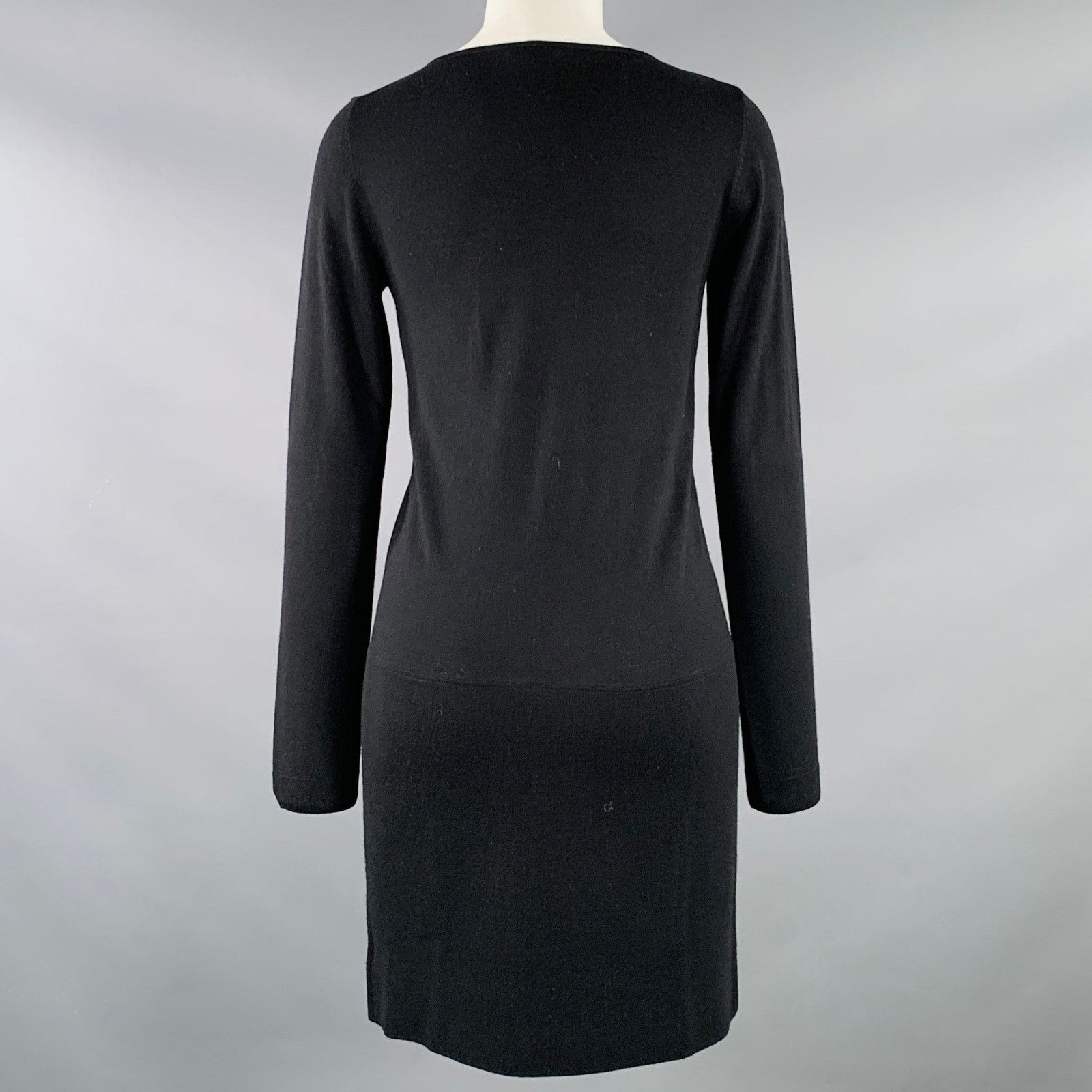 Theory THEORY Pazia Preen Black Wool Long Sleeve Above Knee Dress Size S / US 4 / IT 40 - 3 Thumbnail