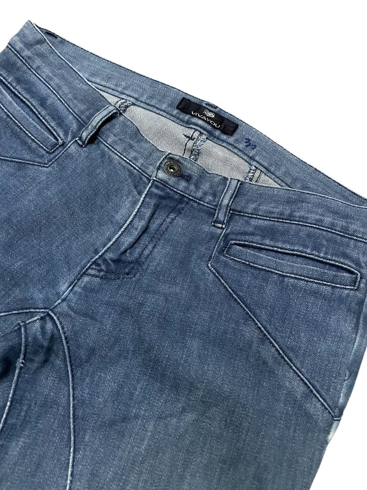 If Six Was Nine × Japanese Brand × Le Grande Bleu (L.G.B.) Super Flared Tribal Layered Jeans By Vivayou Size US 29 - 7 Thumbnail
