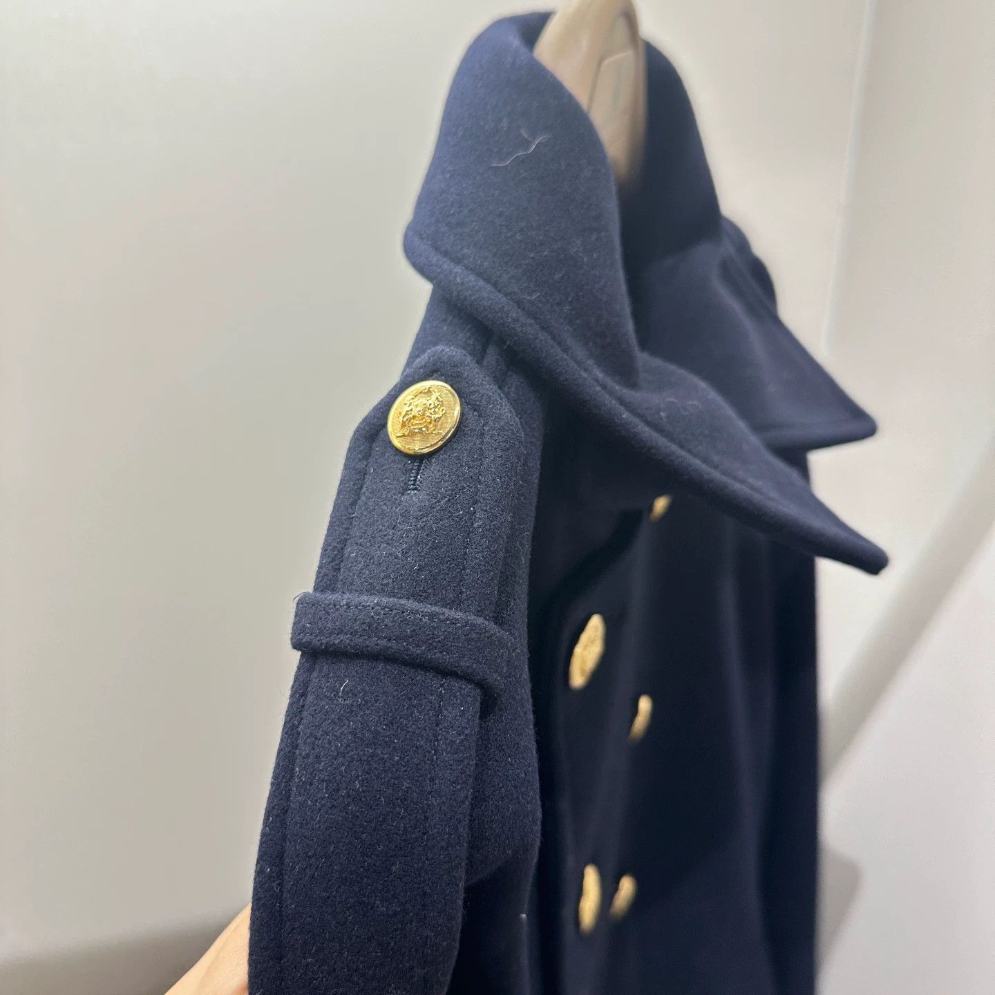 Celine Celine apr185 Wool Blue Double-Breasted Overcoat 36 Size XS / US 0-2 / IT 36-38 - 3 Thumbnail