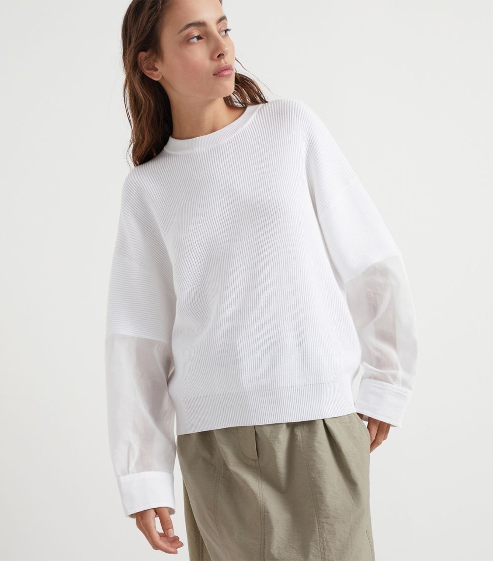 Brunello Cucinelli o1w1db10825 Sweater in White Size XL / US 12-14 / IT 48-50 - 3 Thumbnail