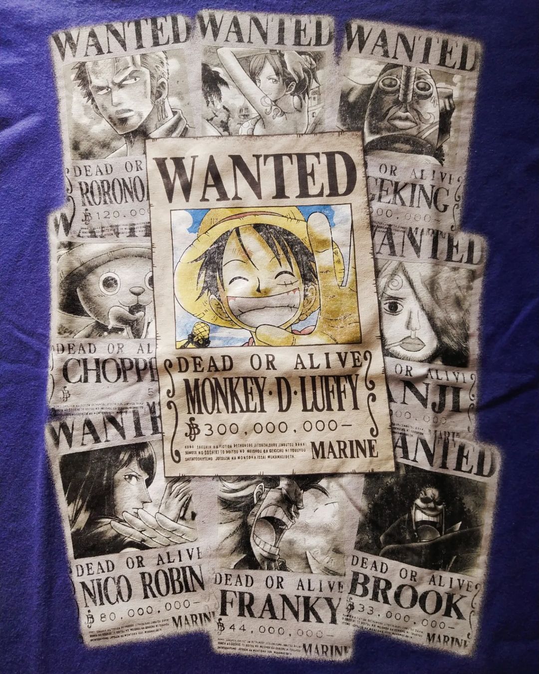 Anime × Japanese Brand One Piece Wanted Dead or Alive Big Print Anime Tees Size US L / EU 52-54 / 3 - 2 Thumbnail