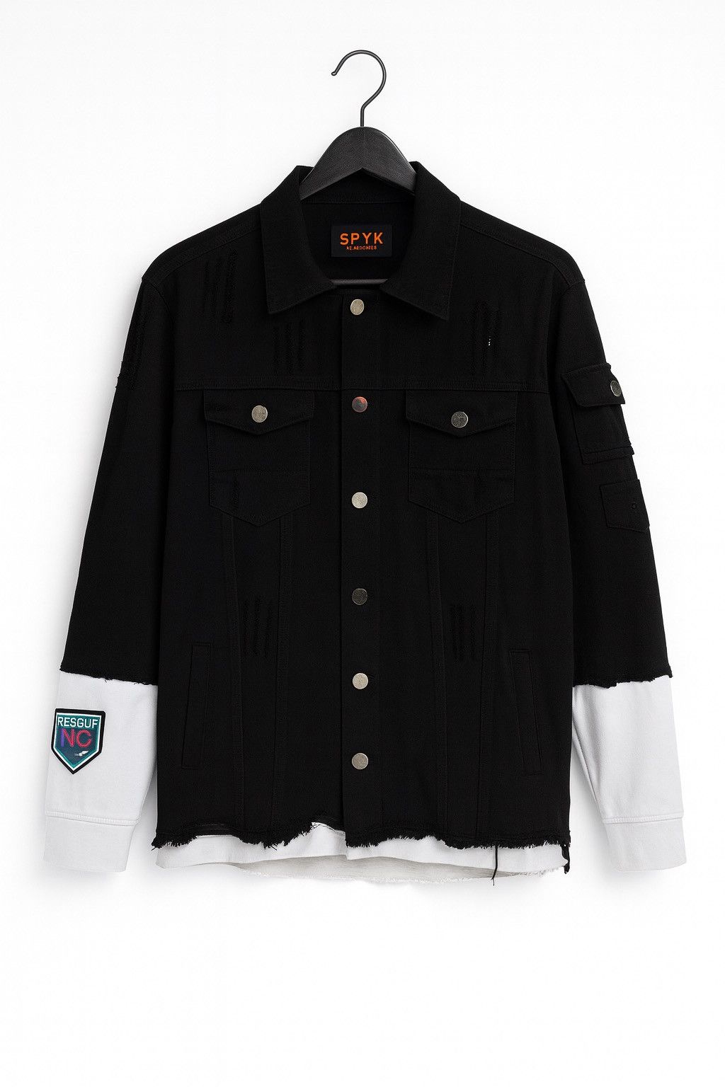 SPYK Premium Black Distressed Hybrid Jacket – Streetwear