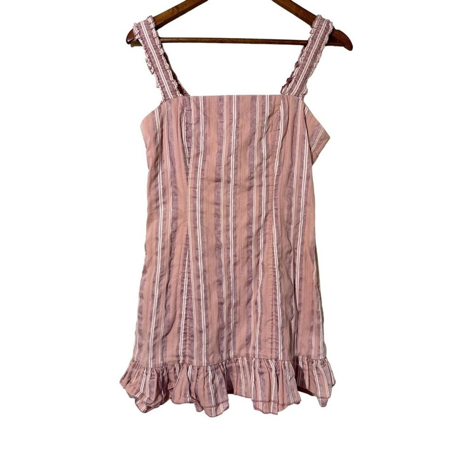 ALEXIS Alexis Brandy Ruffle Mini Dress Rose Stripe Feminine Medium Size M / US 6-8 / IT 42-44 - 2 Thumbnail
