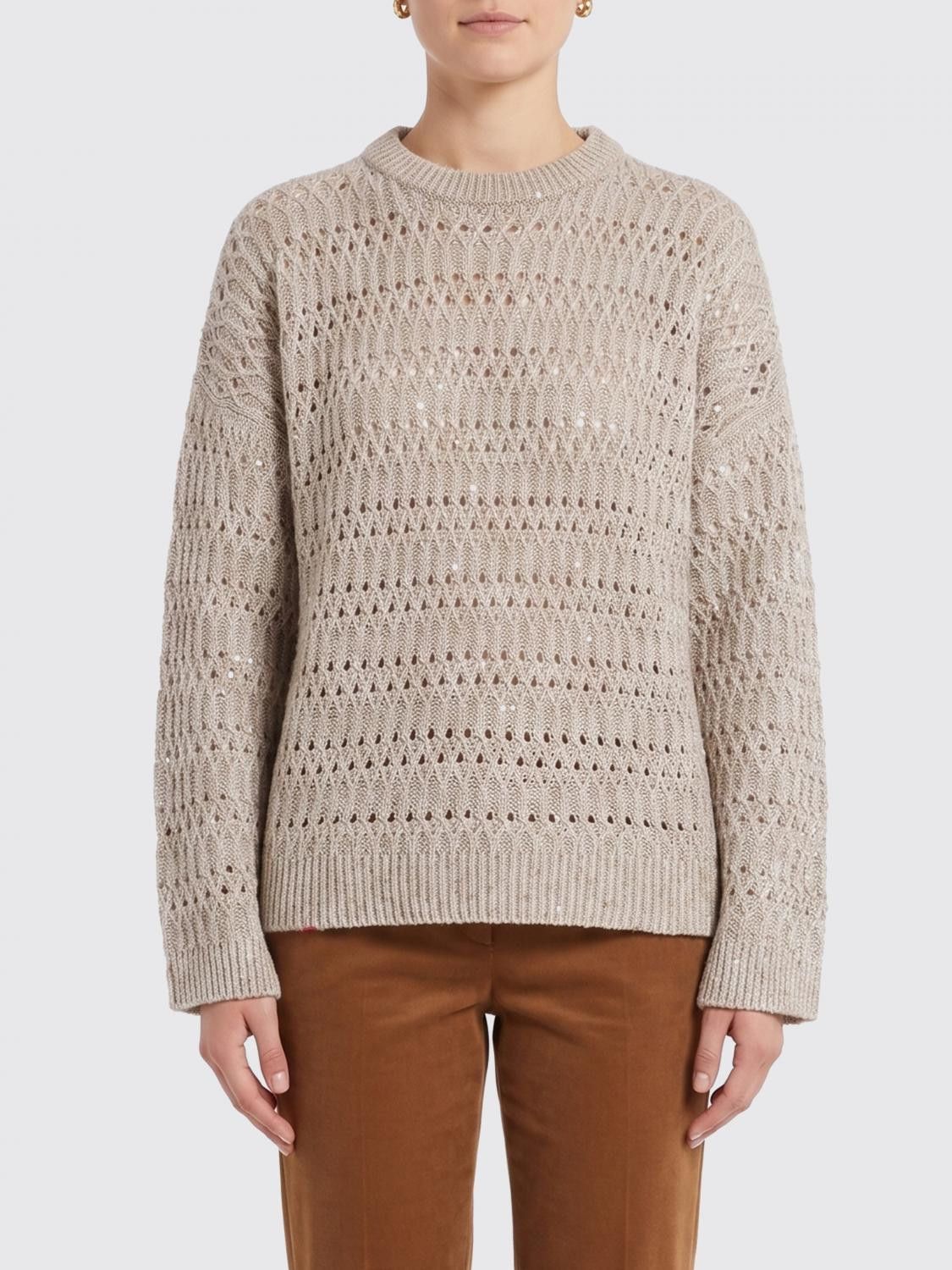 Brunello Cucinelli Brunello Cucinelli Sweater Woman Nude Size L / US 10 / IT 46 - 1 Thumbnail