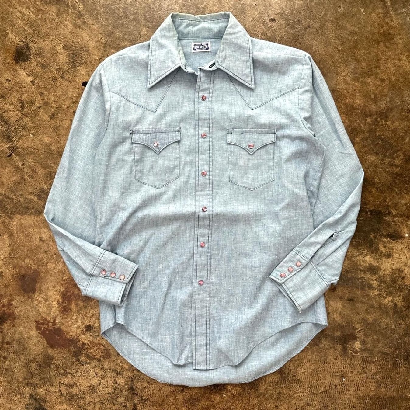 Vintage VINTAGE Big Smith Chambray Button Up Shirts Sanforized 70s L Long Sleeve Mens Mens Size US L / EU 52-54 / 3 - 2 Thumbnail