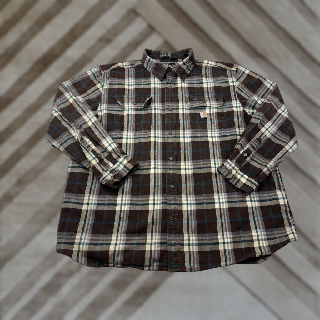 Carhartt Carhartt Shirt Mens 2XL Plaid Flannel Heavyweight Long Sleeve Button-Up Pocketed Casual Multicolor 105078 Size US XXL / EU 58 / 5 - 1 Thumbnail