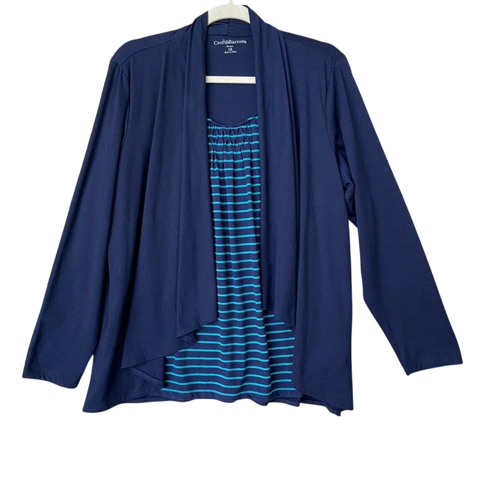 Croft & Barrow NWT New Croft & Barrow Womens 1X Striped Layered Look Top Size XL / US 12-14 / IT 48-50 - 1 Thumbnail