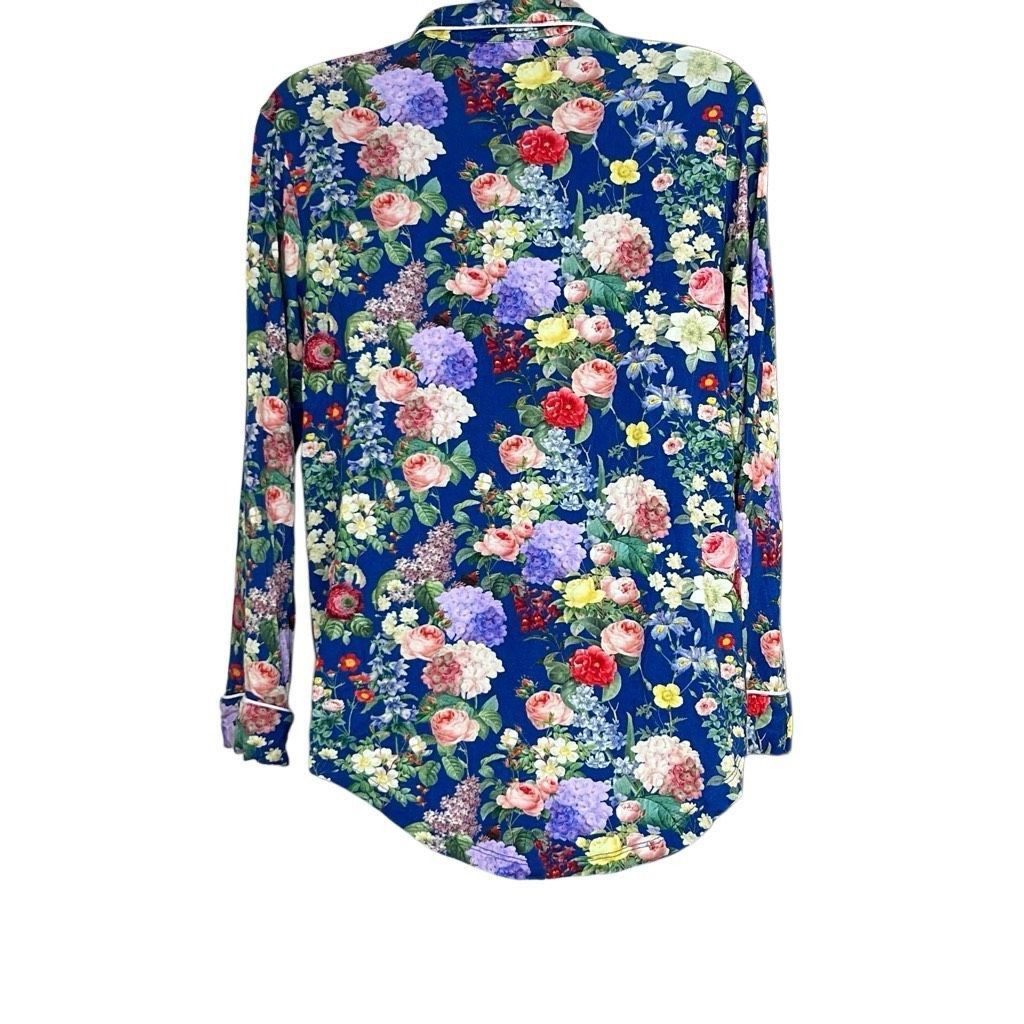 Other Posh Peanut Womens Small Blue Floral Button Down Bamboo Clas Size ONE SIZE - 3 Thumbnail