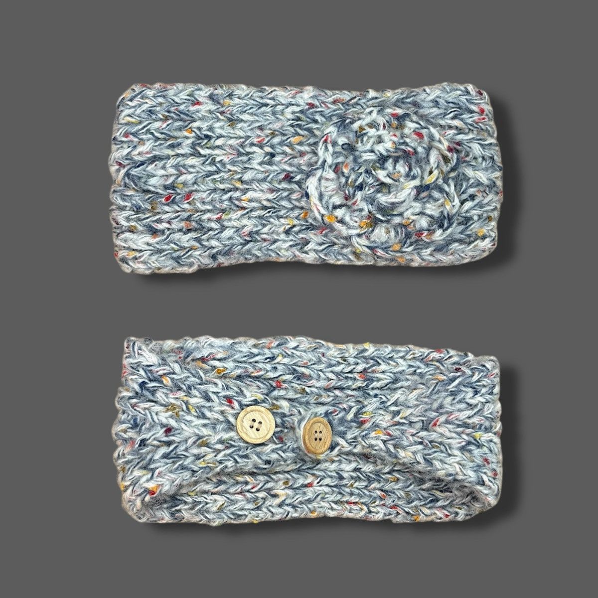 Handmade Handmade Winter Knit Grey Women’s Flower Accent Headband OS Size ONE SIZE - 10 Thumbnail