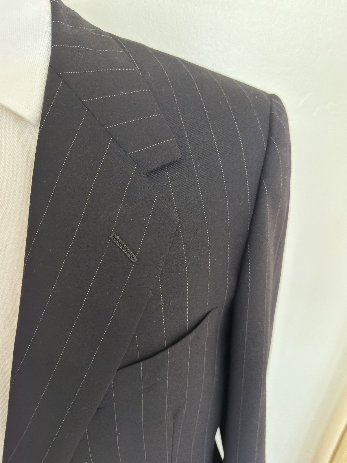 Oxxford Clothes OXXFORD CLOTHES Black Pinstripe Wool Suit Size 42T $4295 Size 42L - 4 Thumbnail