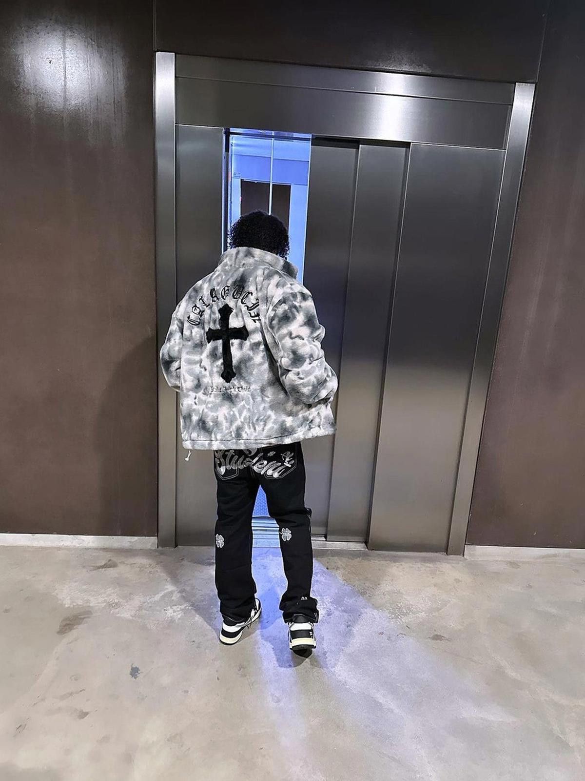 Japanese Brand Heavy-Duty Faux Lambswool Tie-Dye Urban Jacket Size US M / EU 48-50 / 2 - 4 Thumbnail