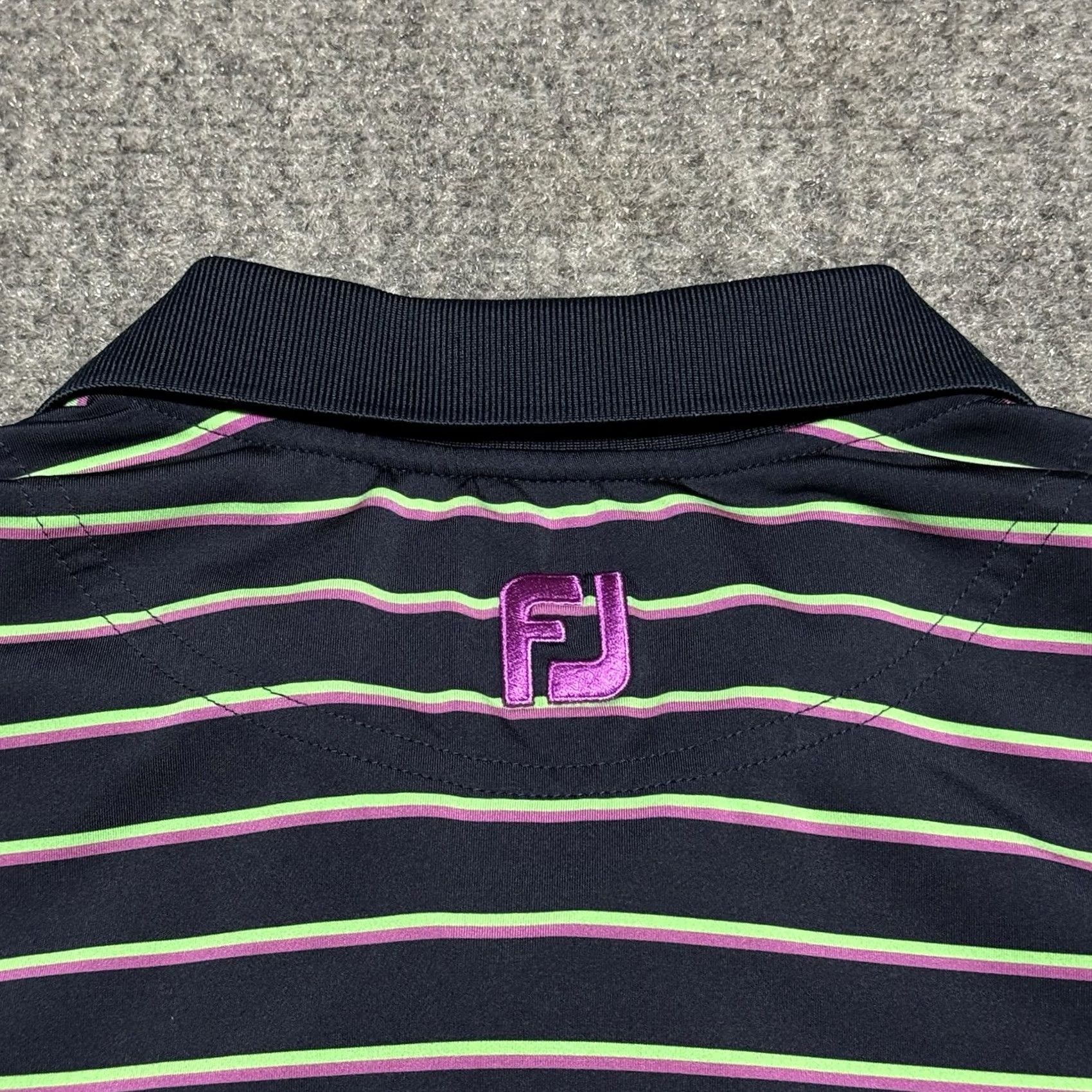 Footjoy FootJoy Polo Shirt Mens L Blue Striped Florida Golf Club Logo Short Sleeve Moisture Wicking Regular Fit Polo Shirt MensSize L Florida Logo Golf Size US L / EU 52-54 / 3 - 6 Thumbnail