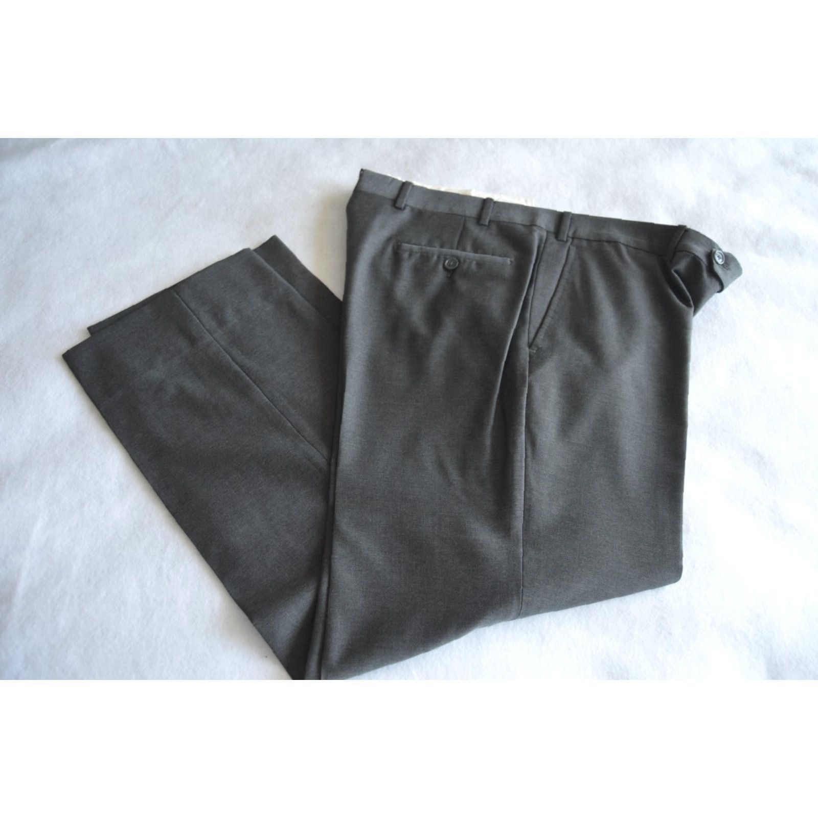 Vintage Chiari Angelico Italian Wool Pants Men 36S Flat Front Modern Gray Dress Pants Slimming Pockets Belt Loops Charismatic Office Mens) Size US 36 / EU 52 - 2 Thumbnail