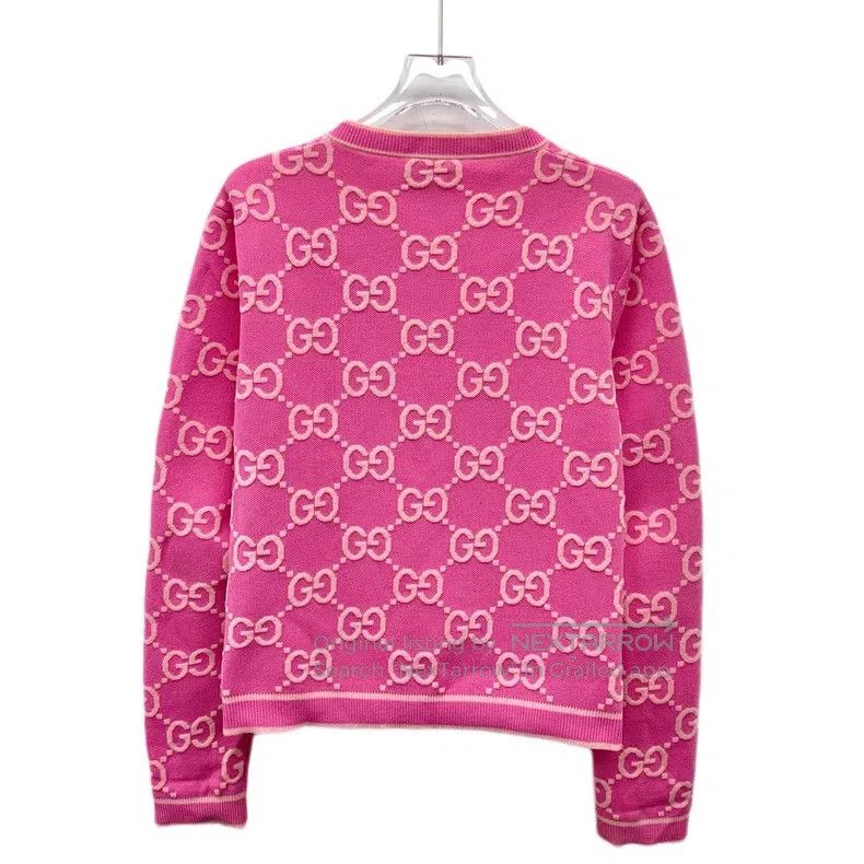 Gucci Gucci Pink logo jacquard full print cotton round neck sing Size L / US 10 / IT 46 - 2 Thumbnail